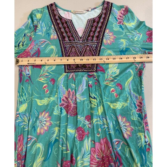 Soft Surroundings Samara Tunic Top Womens Medium Boho Floral Embroidered Sequin - Picture 7 of 8